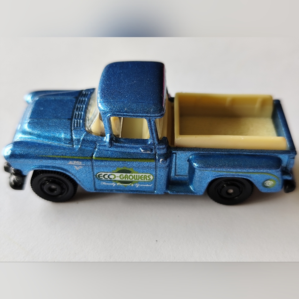 3/$25💙2011 Matchbox Farm Rigs 1957 GMC Stepside Truck Metalflake Blue Die Cast